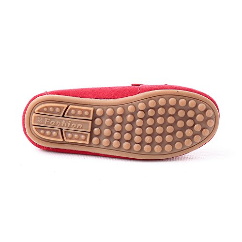 KISFLY Slip-on Leather Flat Oxford Shoes for Toddler Girls Kids Red