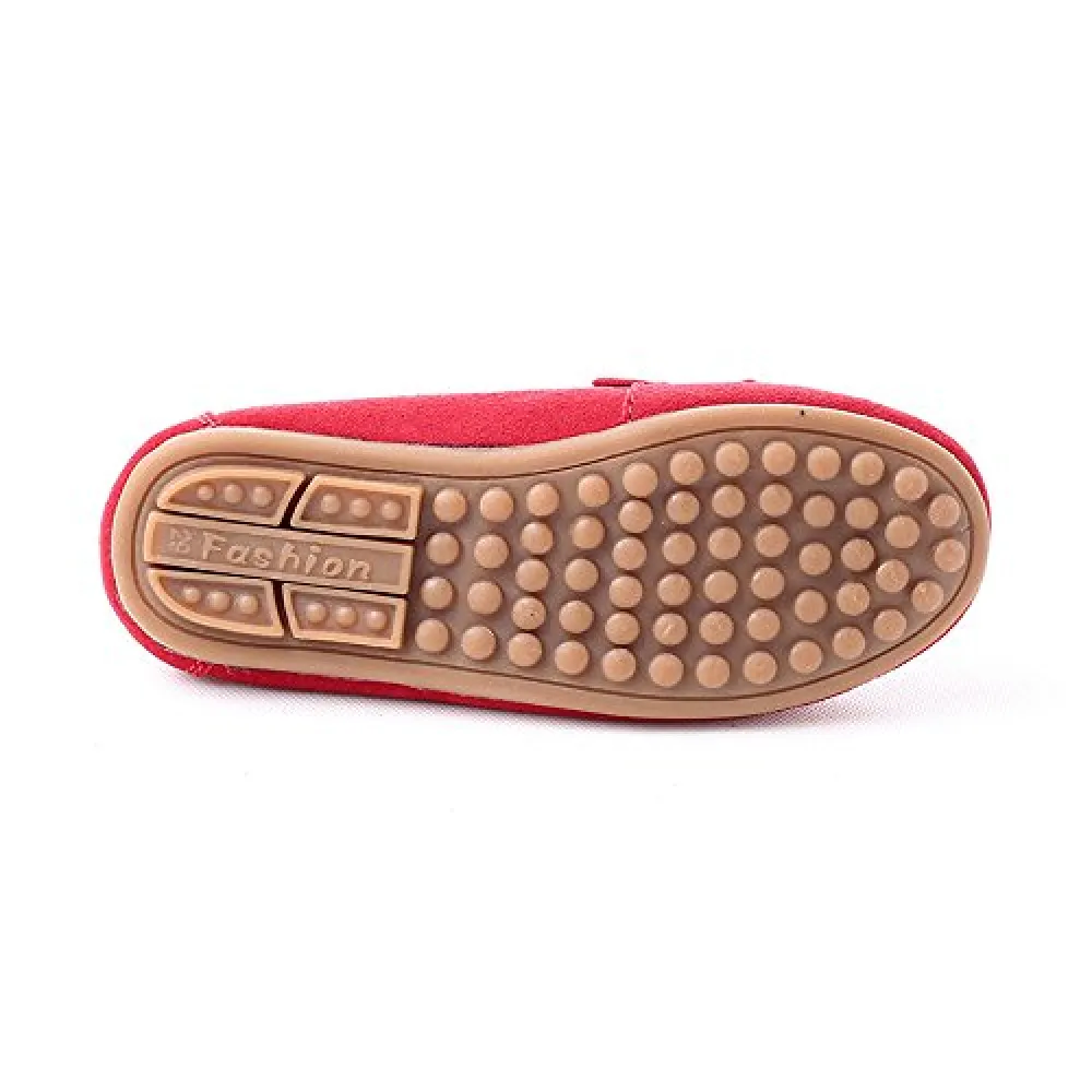 KISFLY Slip-on Leather Flat Oxford Shoes for Toddler Girls Kids Red