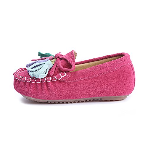 KISFLY Slip-on Leather Flat Oxford Shoes for Toddler Baby Girl  Rose Red 