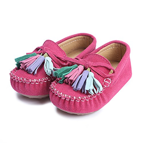 KISFLY Slip-on Leather Flat Oxford Shoes for Toddler Baby Girl  Rose Red 