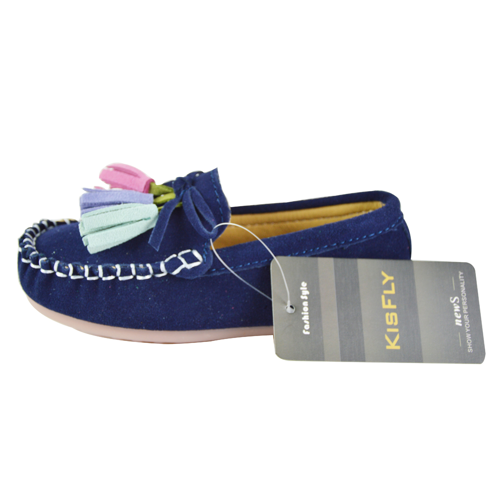 KISFLY Slip-on Leather Flat Oxford Shoes for Toddler Baby Girl Blue