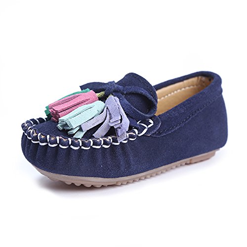 KISFLY Slip-on Leather Flat Oxford Shoes for Toddler Baby Girl Blue