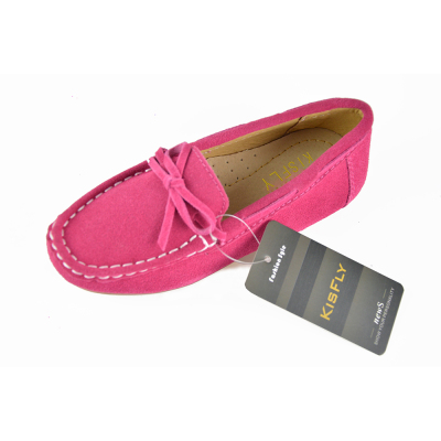 KISFLY Slip-on Leather Flat Oxford Shoes for Little Big Girls Kids Rose Red  01