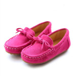 KISFLY Slip-on Leather Flat Oxford Shoes for Little Big Girls Kids Rose Red 