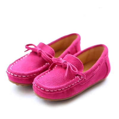 KISFLY Slip-on Leather Flat Oxford Shoes for Little Big Girls Kids Rose Red  02