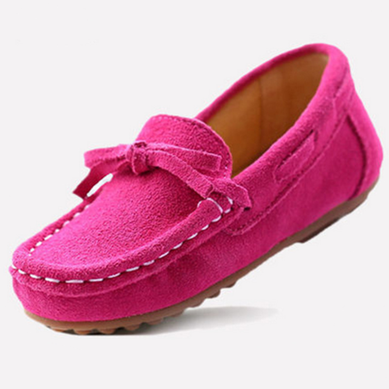 KISFLY Slip-on Leather Flat Oxford Shoes for Little Big Girls Kids Rose Red 