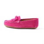KISFLY Slip-on Leather Flat Oxford Shoes for Little Big Girls Kids Rose Red 
