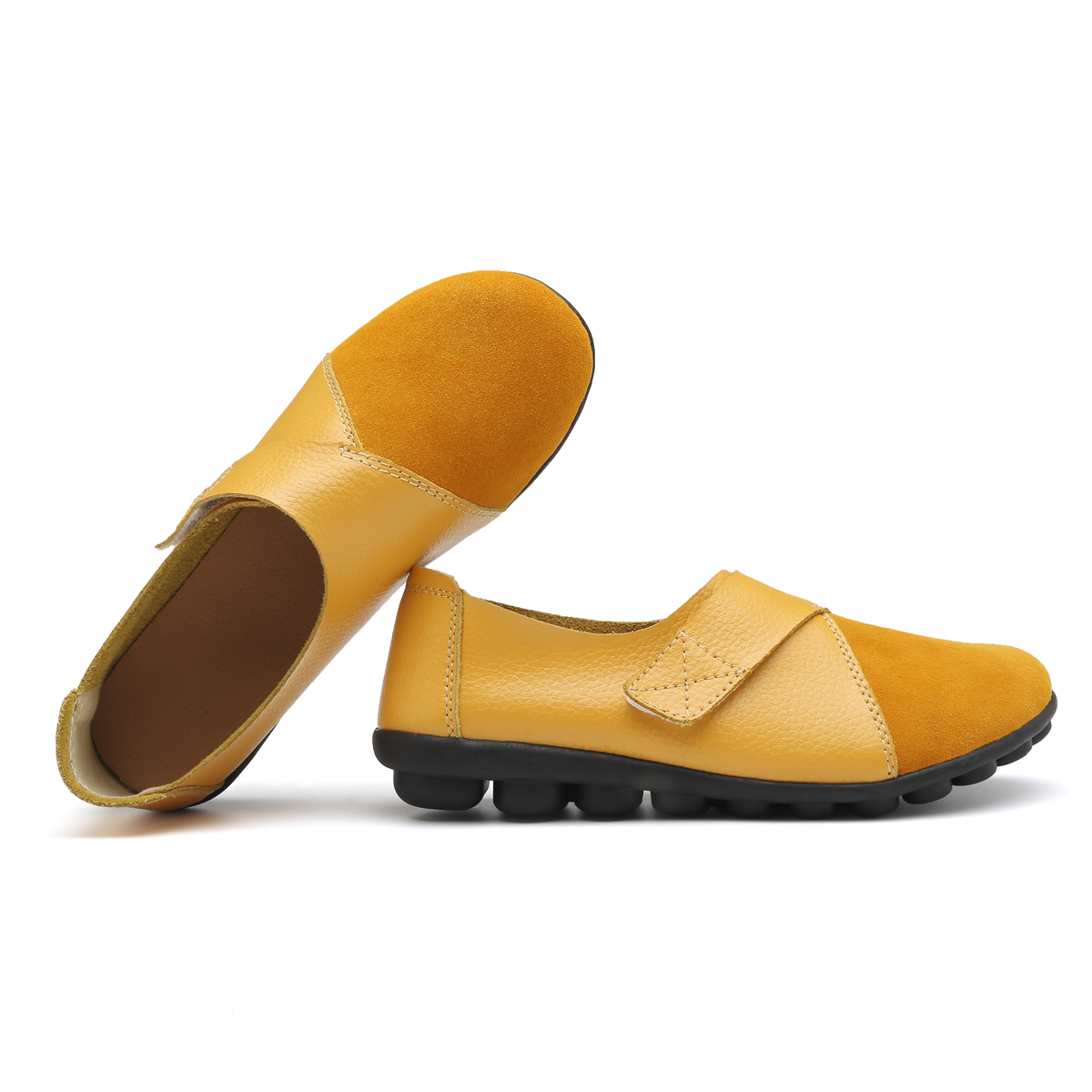 Women Casual Flat Driving Loafers Genuine Leather Lightweight Comfortable Round Toe Slip On Shoes