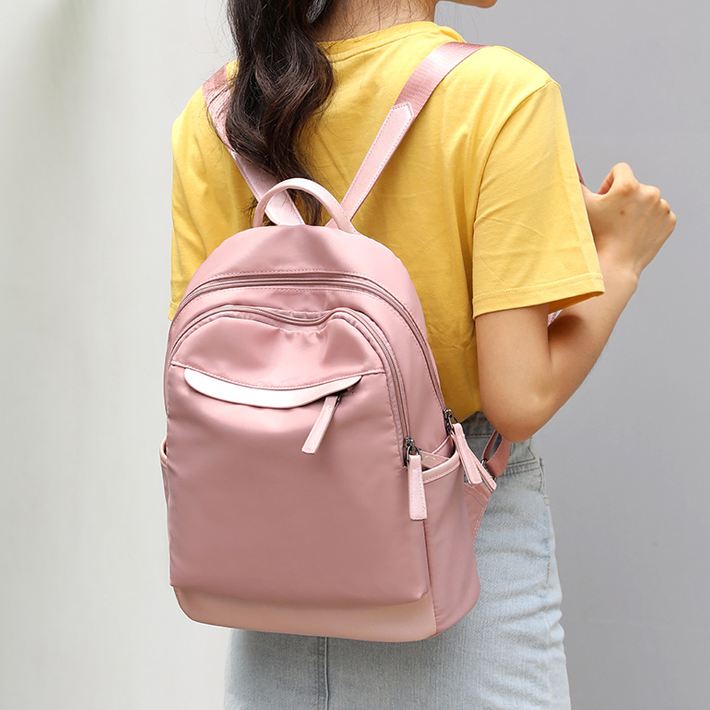 Nylon Casual Daypack Earphone Hole Lightweight Travel Backpack Waterproof School Bags for Women 