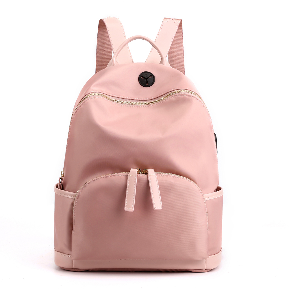 Travel Backpack with USB Charging Port Earphone Hole Nylon Casual Daypack Lightweight Waterproof School Bags for Women 
