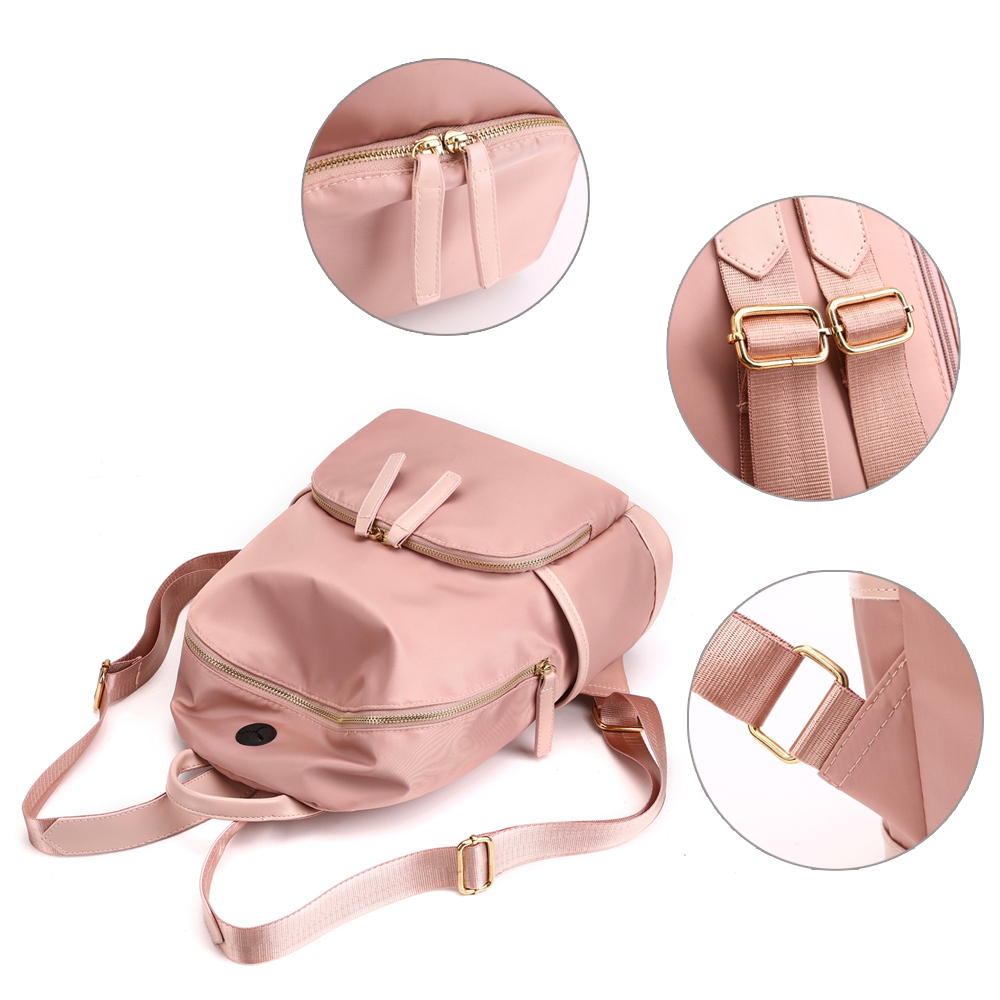 Travel Backpack with USB Charging Port Earphone Hole Nylon Casual Daypack Lightweight Waterproof School Bags for Women 