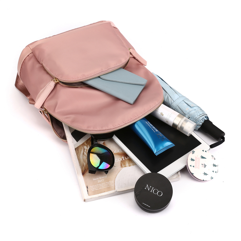 Travel Backpack with USB Charging Port Earphone Hole Nylon Casual Daypack Lightweight Waterproof School Bags for Women 