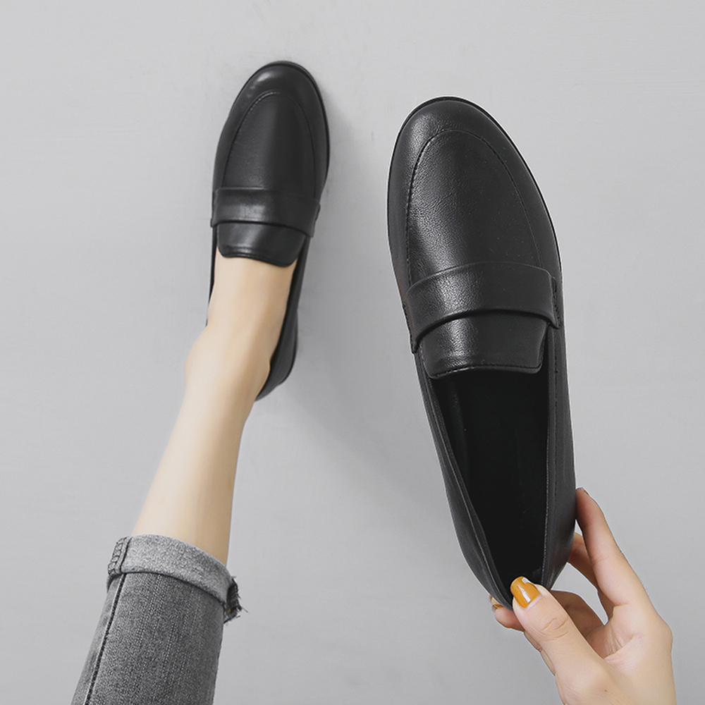 KISFLY Casual Leather Slip on Loafers Shoes for Women Comfortable Walking Flats