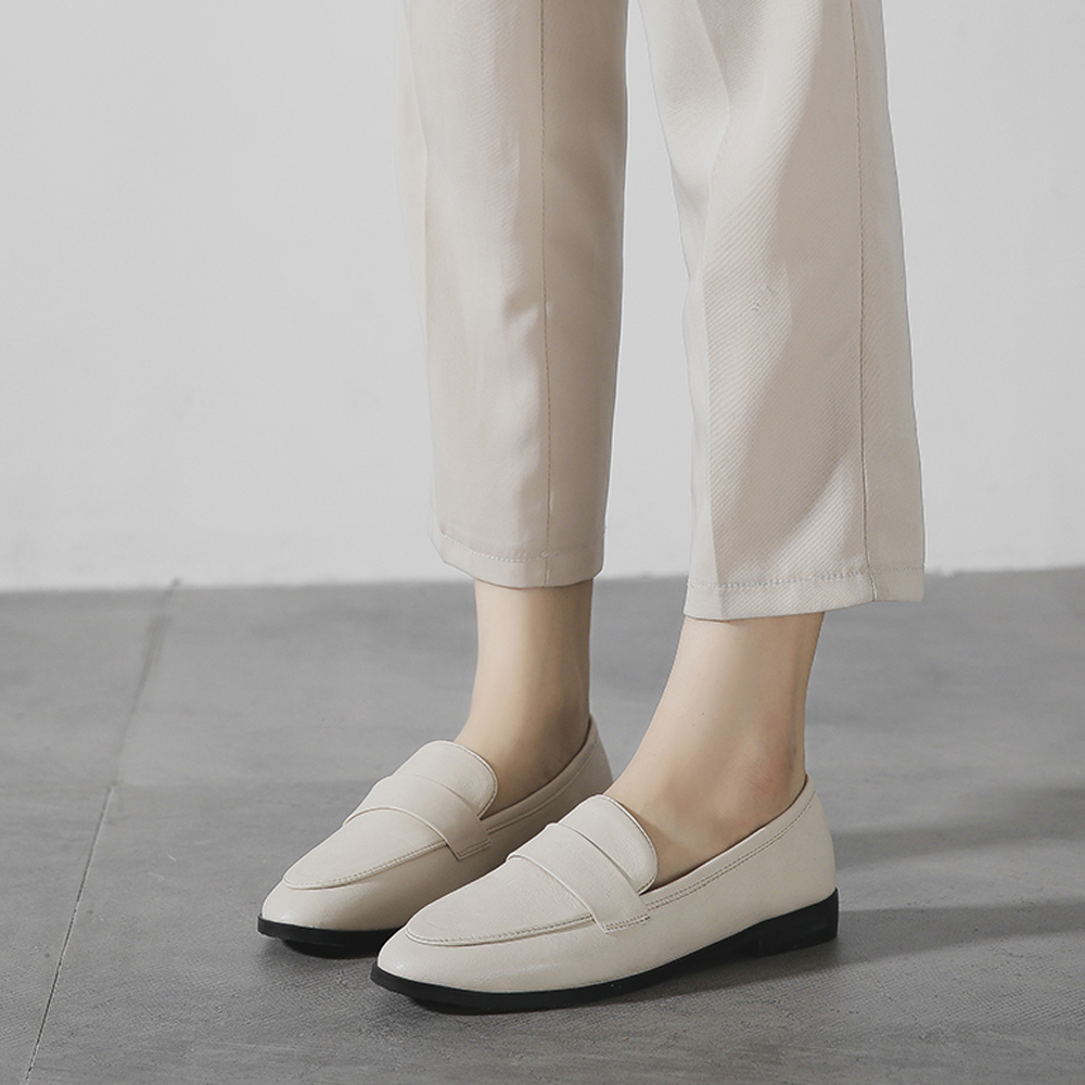 KISFLY Casual Leather Slip on Loafers Shoes for Women Comfortable Walking Flats