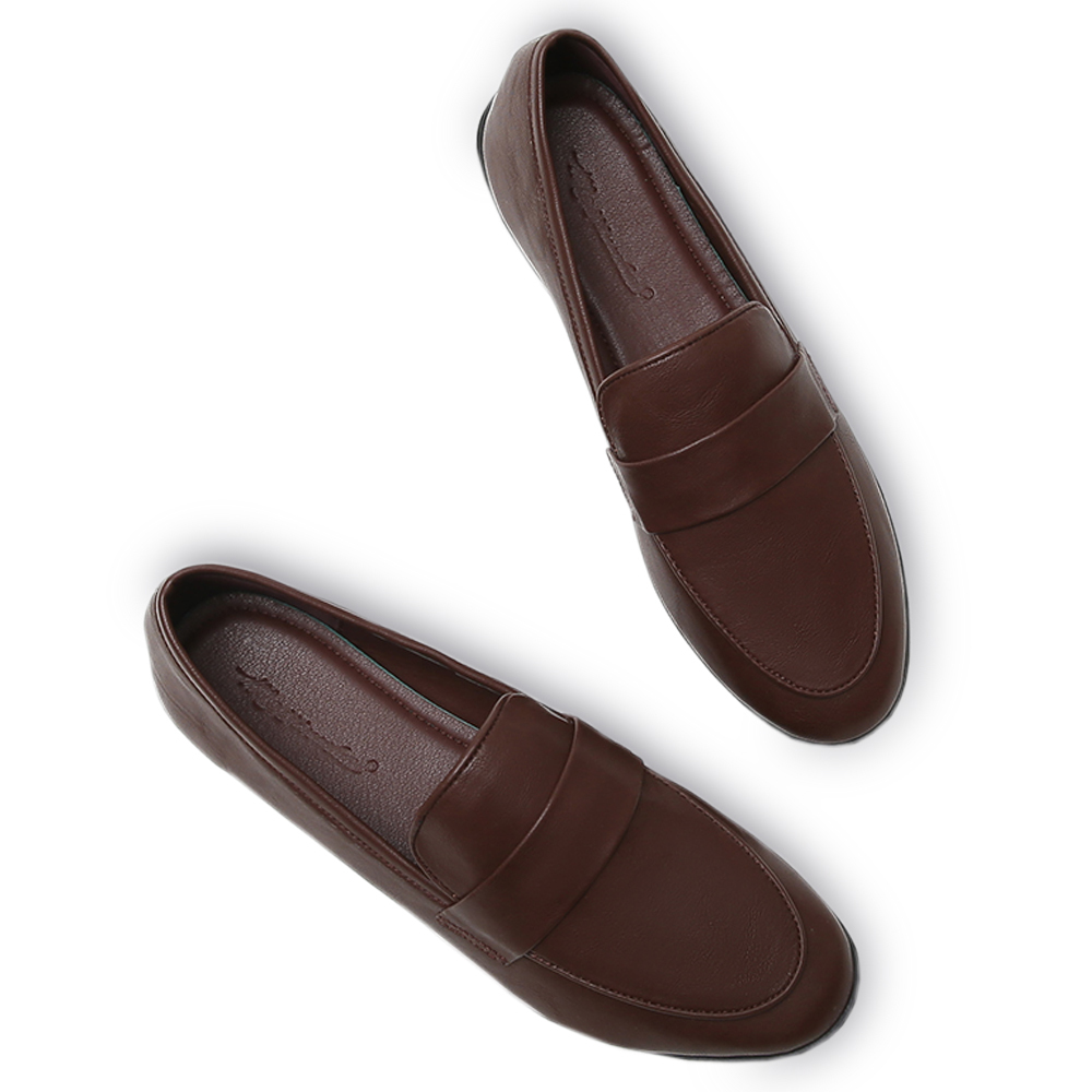 KISFLY Casual Leather Slip on Loafers Shoes for Women Comfortable Walking Flats