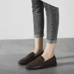 KISFLY Casual Leather Slip on Loafers Shoes for Women Comfortable Walking Flats