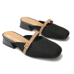 2021 New Womens Mules Slip on Fly Woven Vamp Flats Comfortable Walking Slippers Shoes