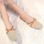 2021 New Womens Mules Slip on Fly Woven Vamp Flats Comfortable Walking Slippers Shoes
