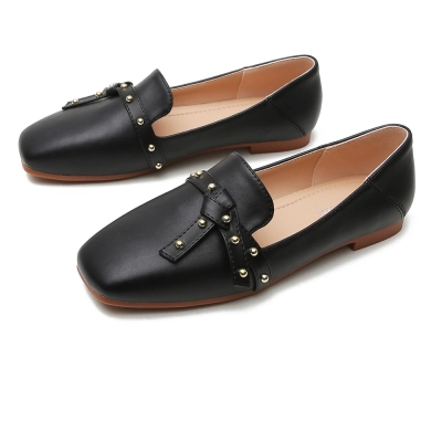 KISFLY 2021 New Leather Loafers for Women Casual Slip on Flats Comfortabale Walking Shoes 01