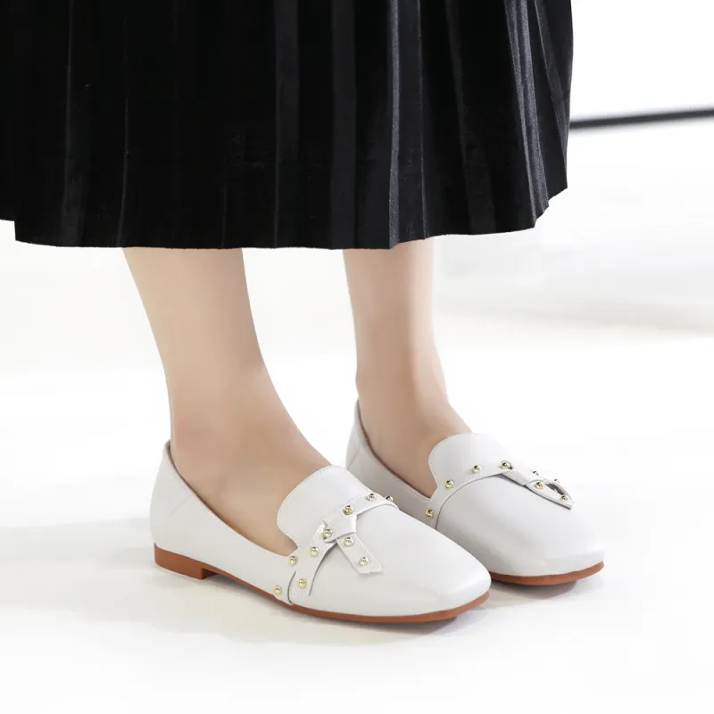 KISFLY 2021 New Leather Loafers for Women Casual Slip on Flats Comfortabale Walking Shoes