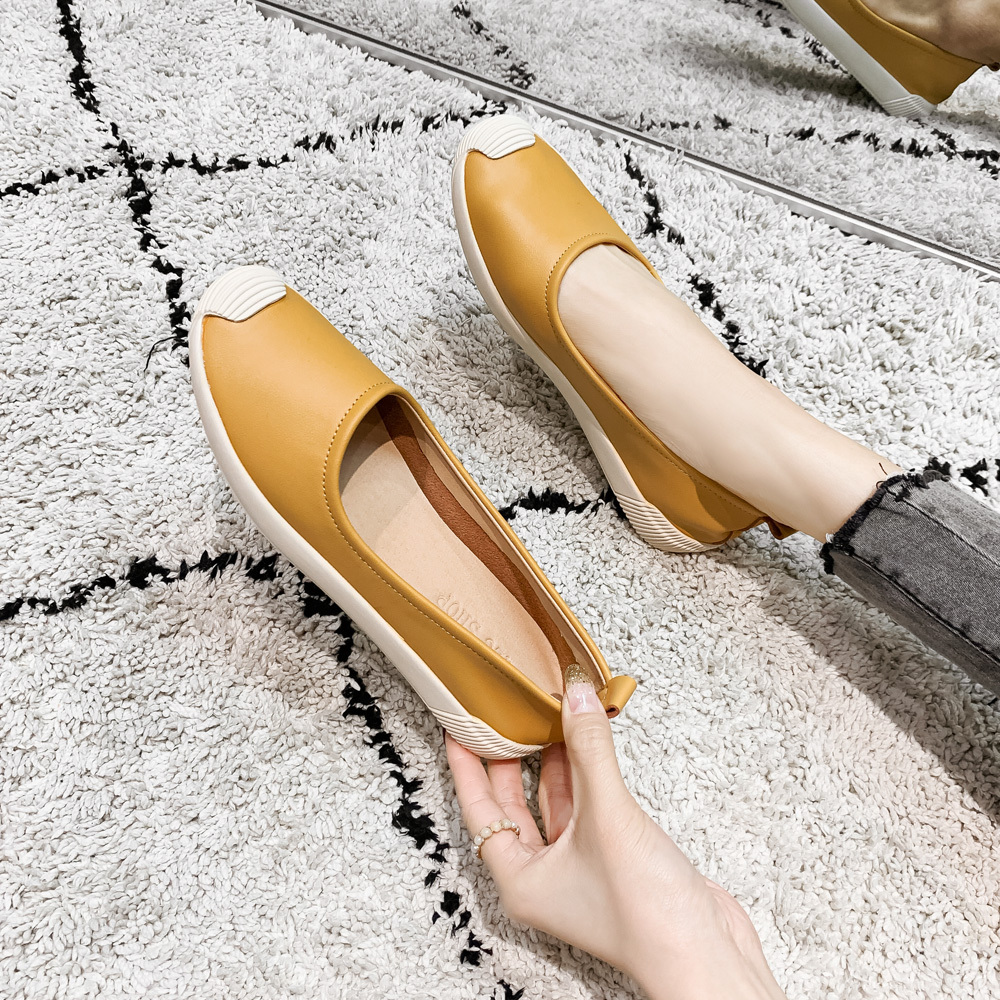 KISFLY Loafer Shoes for Women Leather Round Toe Slip on Flats Comfortable Walking Driving Shoes