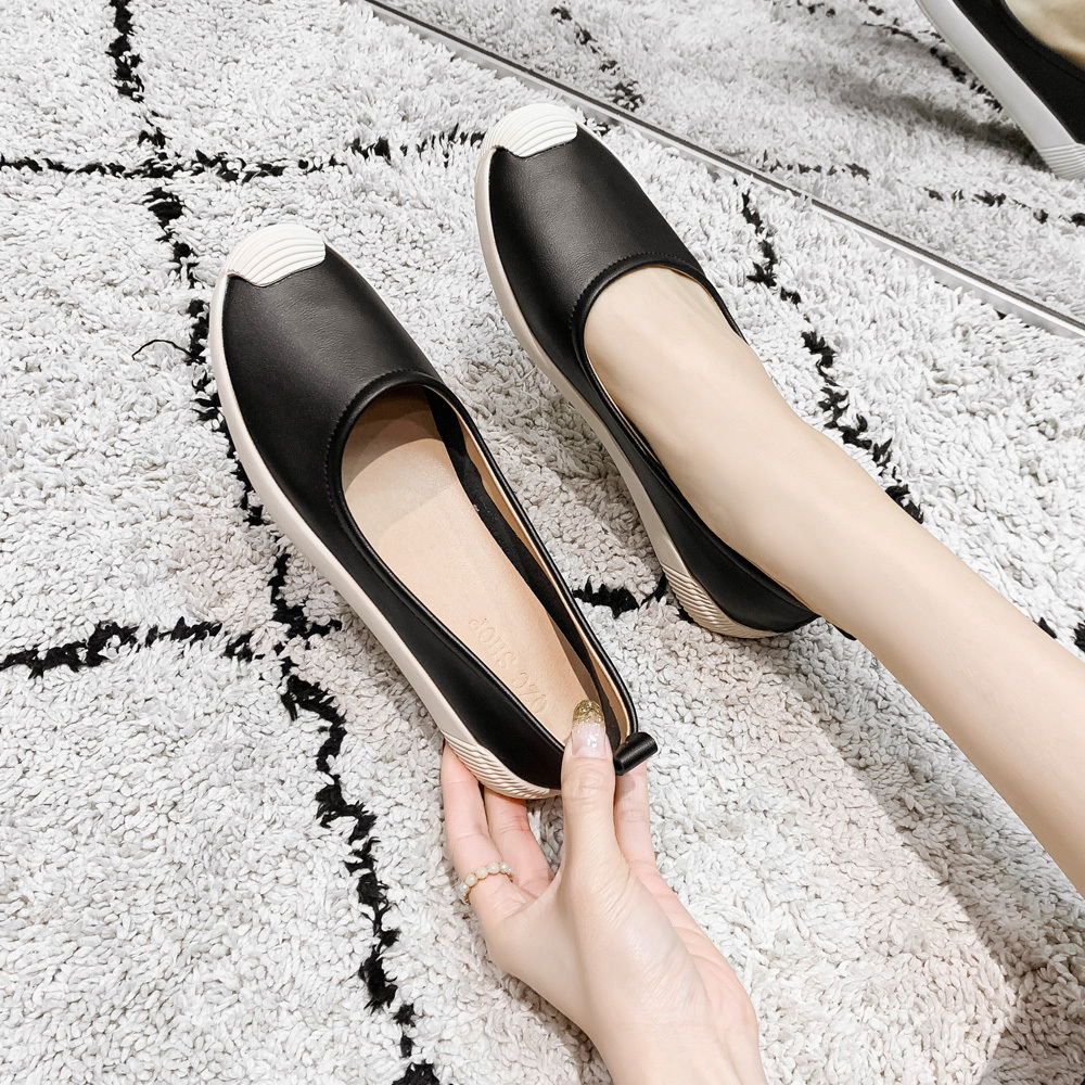 KISFLY Loafer Shoes for Women Leather Round Toe Slip on Flats Comfortable Walking Driving Shoes