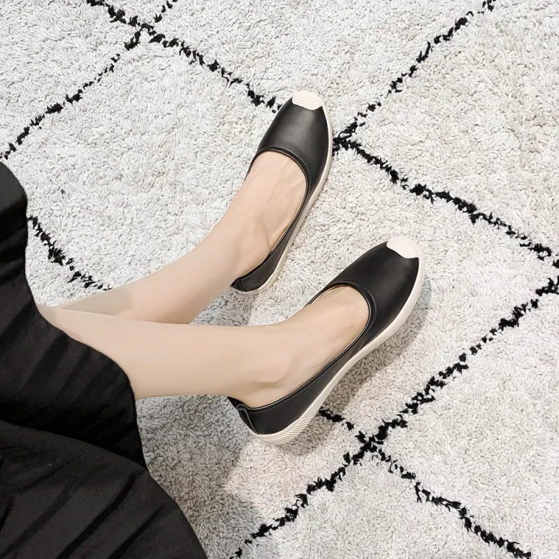 KISFLY Loafer Shoes for Women Leather Round Toe Slip on Flats Comfortable Walking Driving Shoes