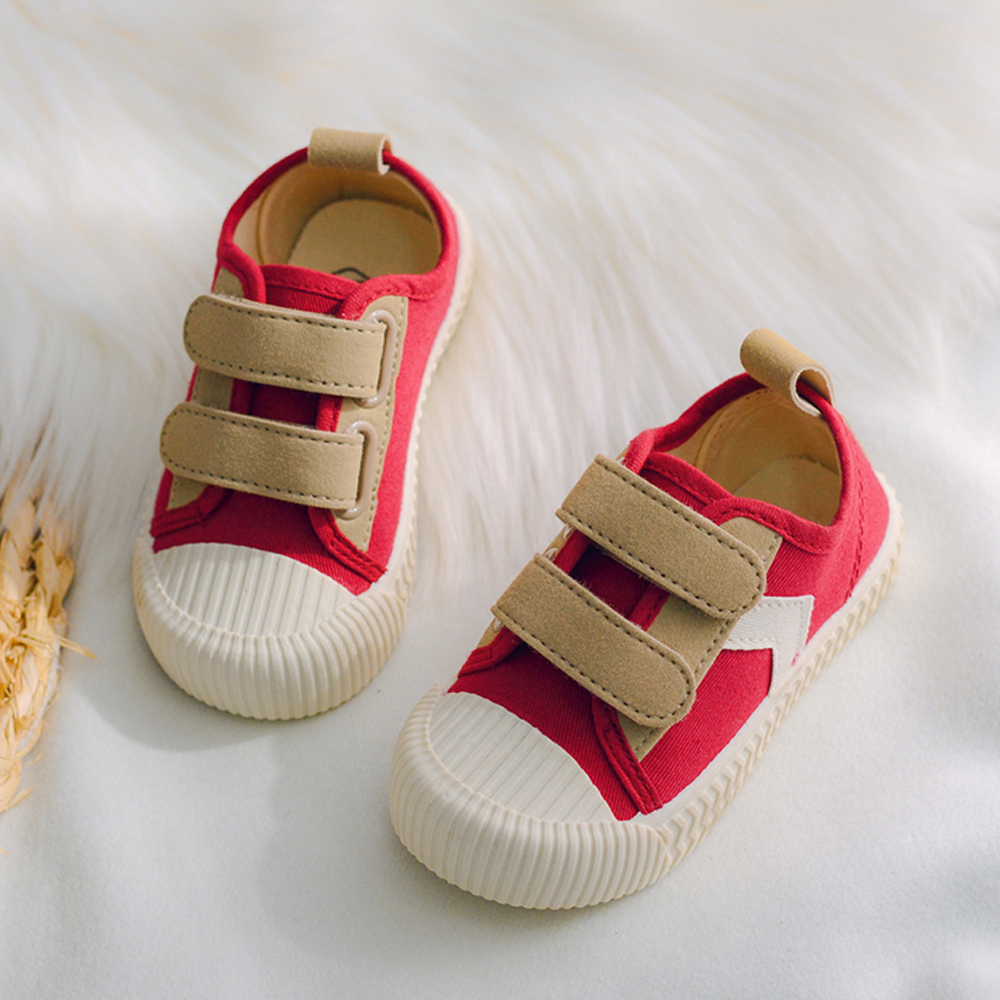 Toddler Sneakers for Boys and Girls Cartoon Dual Hook and Loops Sneakers Baby Canvas Shoes 