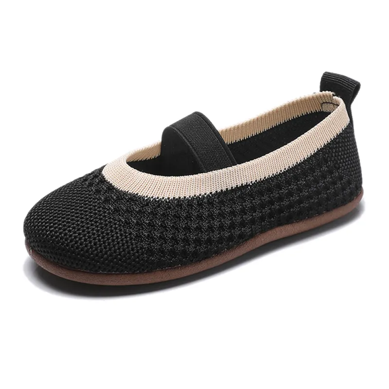 Girls Shoes Fly Woven Vamp Strap Flats Mary Jane Dress Shoes (Toddler/Little)