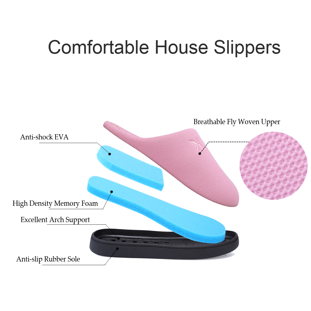 Women's and Men's Memory Foam Slippers Plush Lining Comfortable Walking House Shoes for Indoor or Outdoor