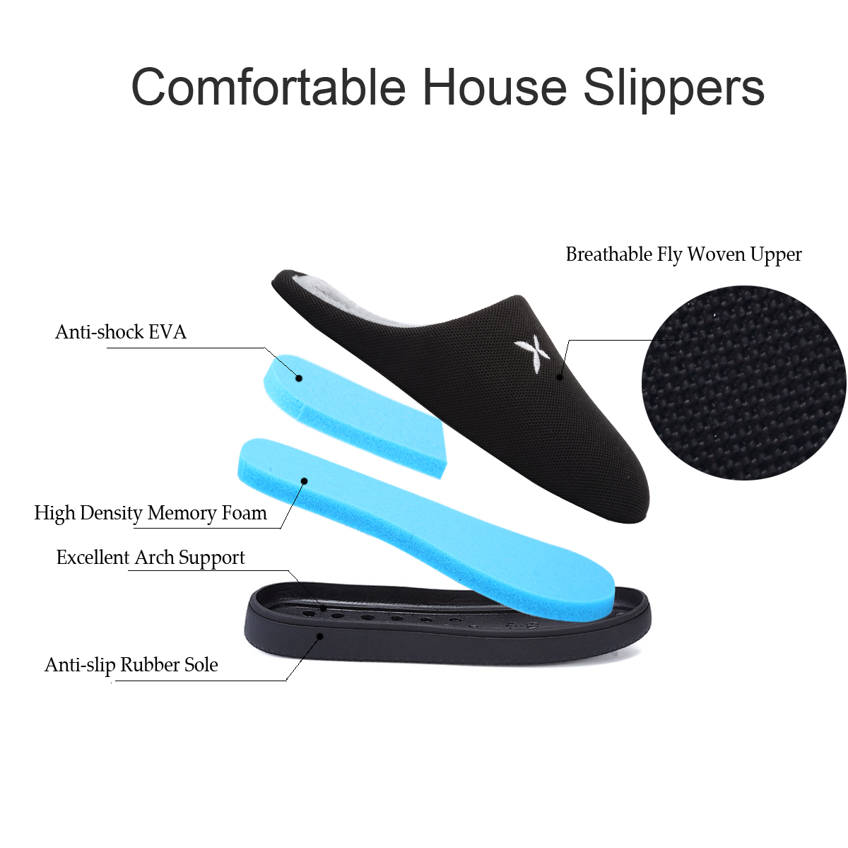 Women's and Men's Memory Foam Slippers Plush Lining Comfortable Walking House Shoes for Indoor or Outdoor