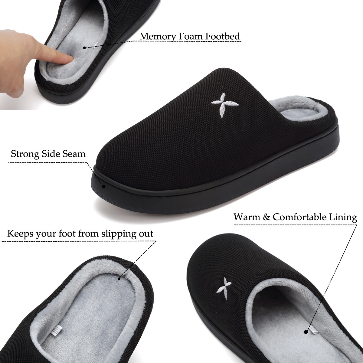 Women's and Men's Memory Foam Slippers Plush Lining Comfortable Walking House Shoes for Indoor or Outdoor