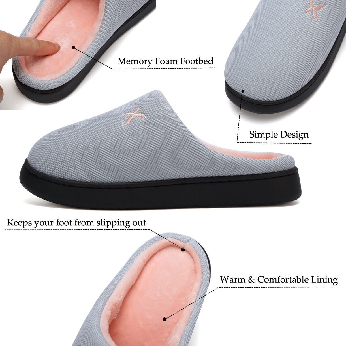 Women's and Men's Memory Foam Slippers Plush Lining Comfortable Walking House Shoes for Indoor or Outdoor