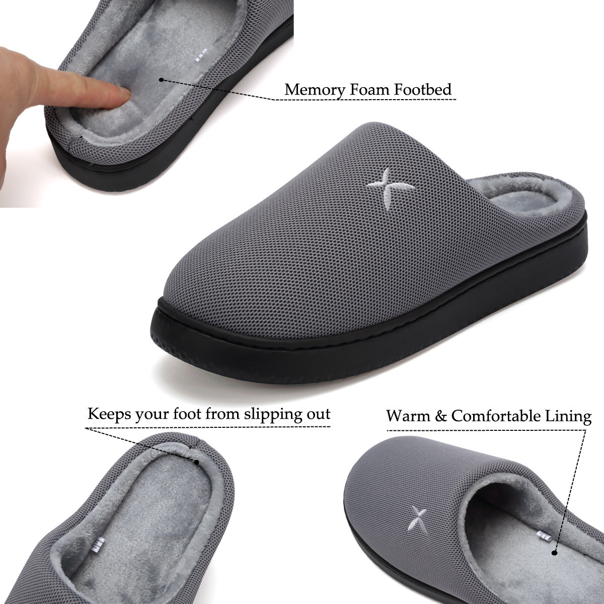 Women's and Men's Memory Foam Slippers Plush Lining Comfortable Walking House Shoes for Indoor or Outdoor