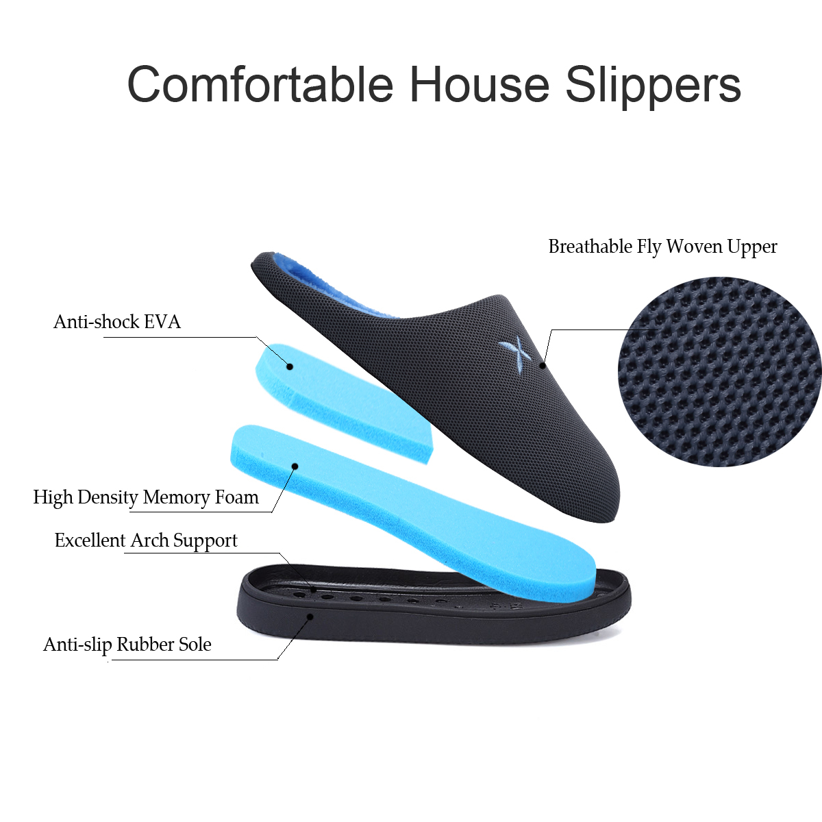 Women's and Men's Memory Foam Slippers Plush Lining Comfortable Walking House Shoes for Indoor or Outdoor