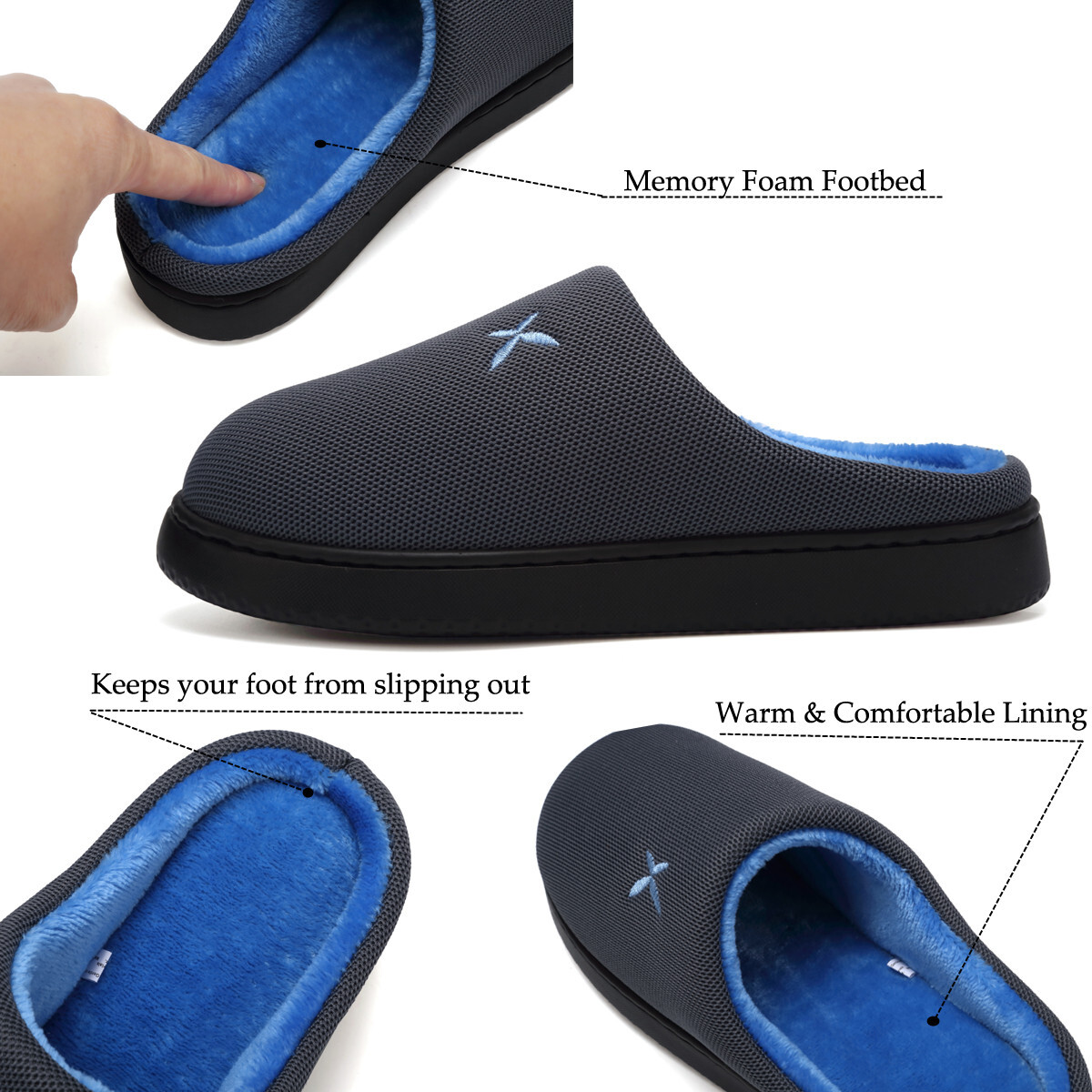 Women's and Men's Memory Foam Slippers Plush Lining Comfortable Walking House Shoes for Indoor or Outdoor