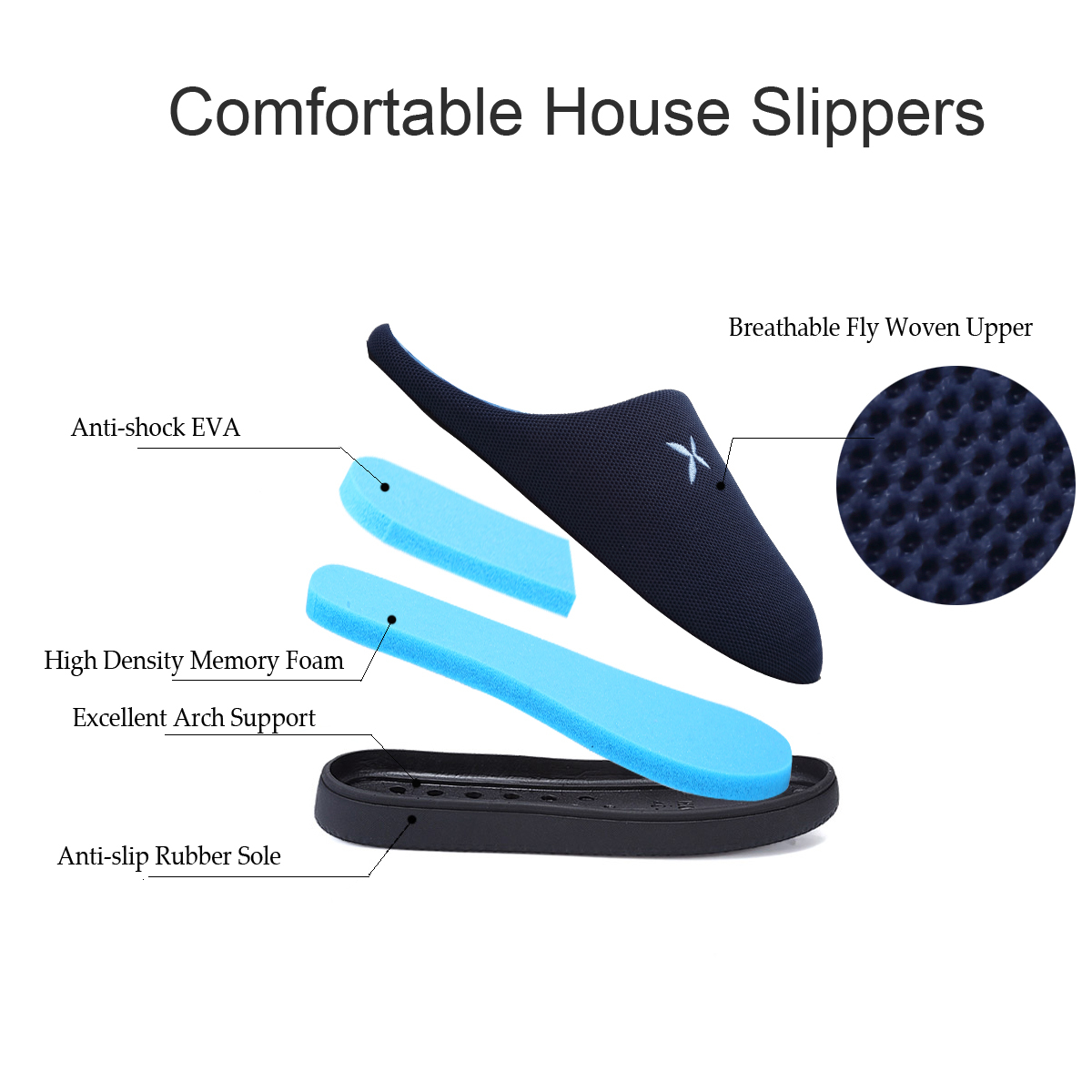 Women's and Men's Memory Foam Slippers Plush Lining Comfortable Walking House Shoes for Indoor or Outdoor