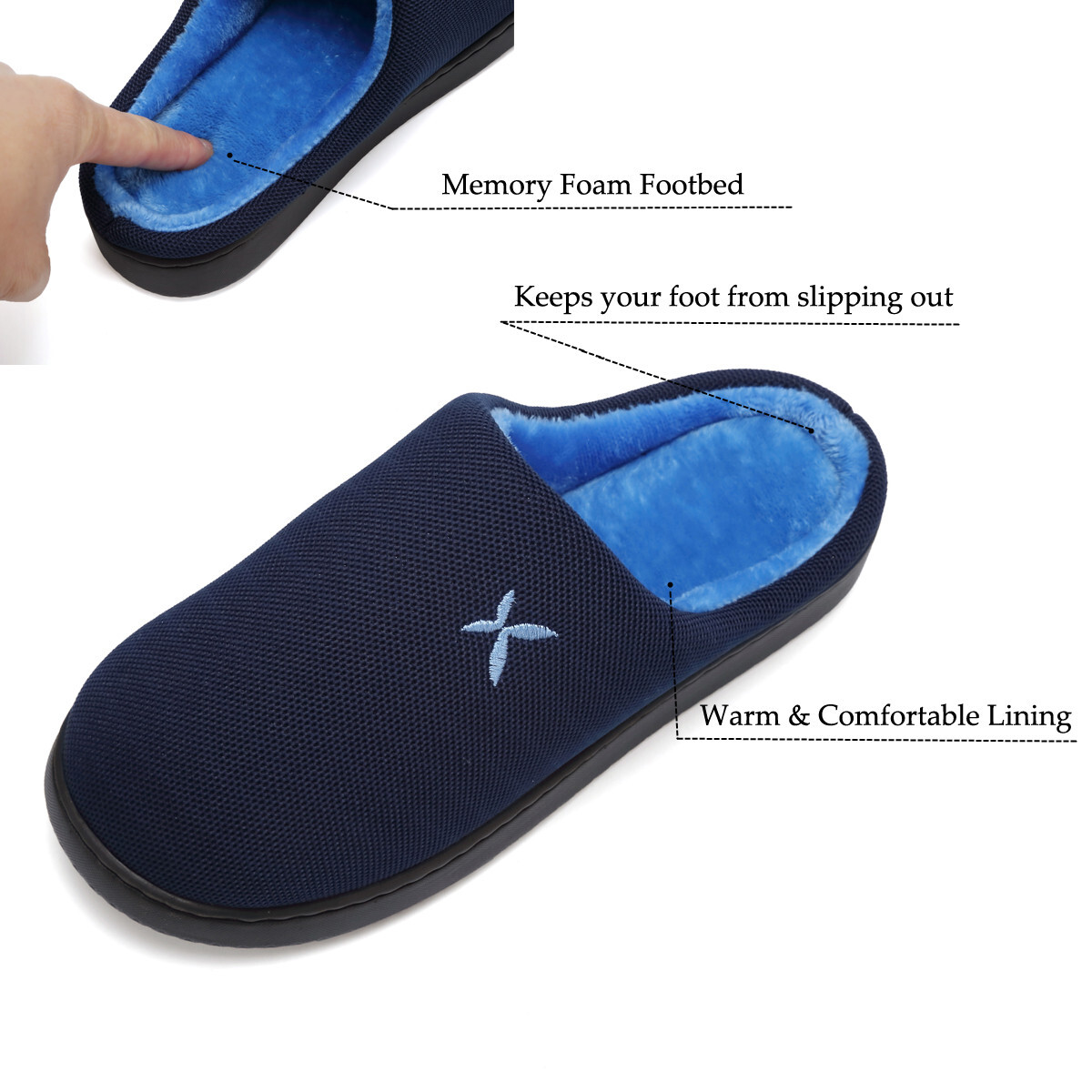 Women's and Men's Memory Foam Slippers Plush Lining Comfortable Walking House Shoes for Indoor or Outdoor