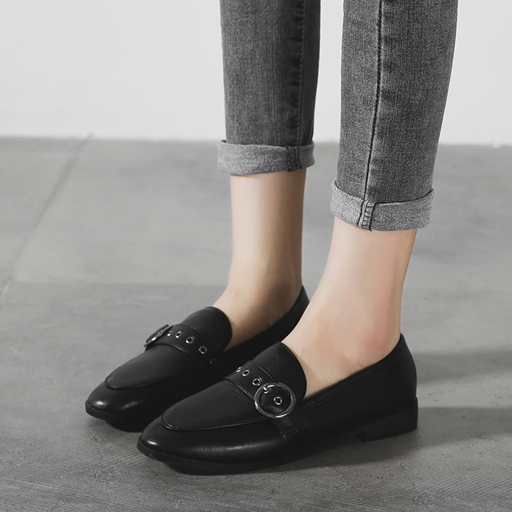 Flats Shoes for Women Leather Round Toe Slip on Ladies Casual Comfortable Walking Driving Loafers