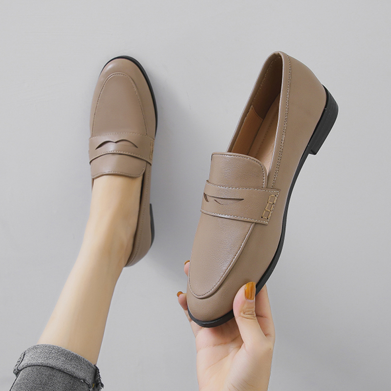 Leather Shoes for Women Casual Slip on Anti-slip Rubble Sole Boat Flats Breathable Comfortable Walking Loafers