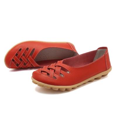 Leather Flats for Women Casual Round Toe Slip on Shoes Soft Comfortable Walking Loafers   01