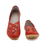 Leather Flats for Women Casual Round Toe Slip on Shoes Soft Comfortable Walking Loafers  