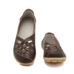 Leather Flats for Women Casual Round Toe Slip on Shoes Soft Comfortable Walking Loafers  