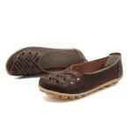 Leather Flats for Women Casual Round Toe Slip on Shoes Soft Comfortable Walking Loafers  