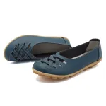 Leather Flats for Women Casual Round Toe Slip on Shoes Soft Comfortable Walking Loafers  