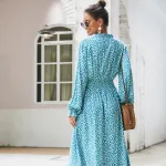 KISFLY 2021 New Women Long Sleeve Print Dress Casual Long Dresses