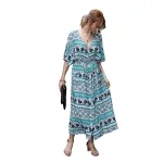KISFLY Women Casual Bohemian Summer Beach Long Dress