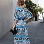 KISFLY Women Casual Bohemian Summer Beach Long Dress
