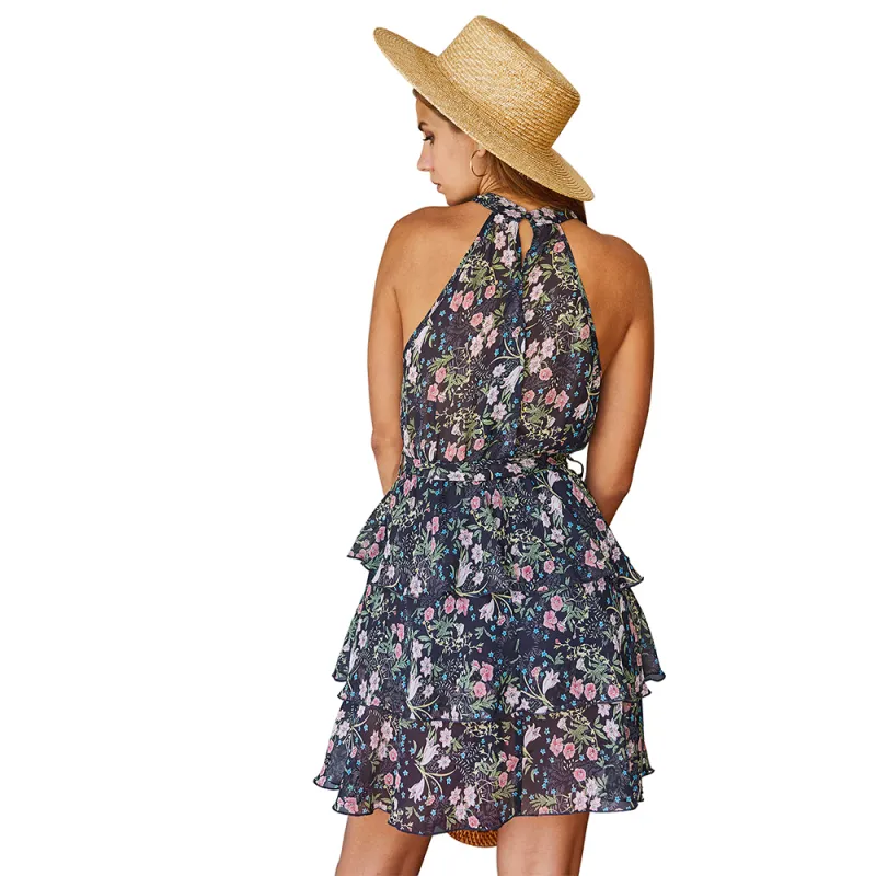 Women's Dress Halter Neck Floral Print Summer Casual Sundress