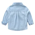 Boys Button Down Shirt Long Sleeve Toddler Denim Shirt with Pocket